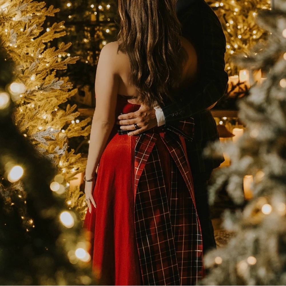 The Children's Place Red Strapless Dress with Plaid Bow Back
